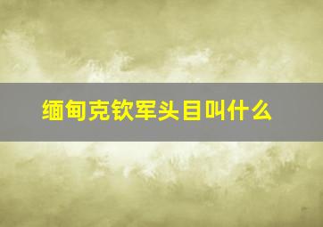 缅甸克钦军头目叫什么