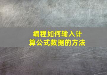 编程如何输入计算公式数据的方法