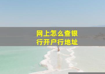 网上怎么查银行开户行地址