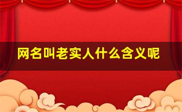 网名叫老实人什么含义呢