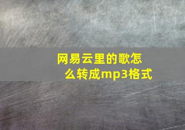 网易云里的歌怎么转成mp3格式