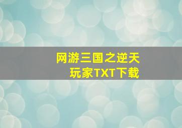 网游三国之逆天玩家TXT下载