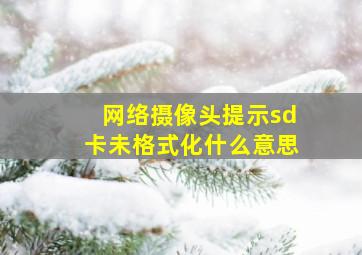 网络摄像头提示sd卡未格式化什么意思