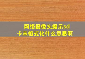 网络摄像头提示sd卡未格式化什么意思啊