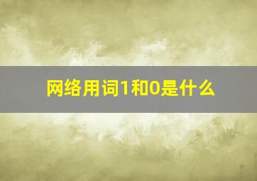 网络用词1和0是什么