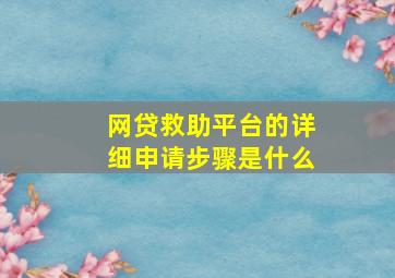 网贷救助平台的详细申请步骤是什么