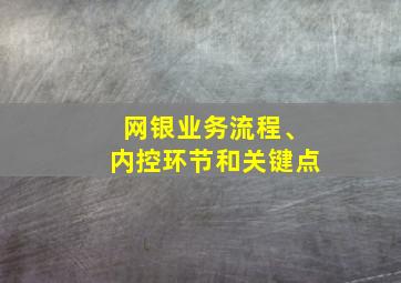 网银业务流程、内控环节和关键点