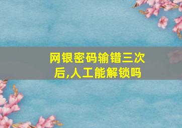 网银密码输错三次后,人工能解锁吗