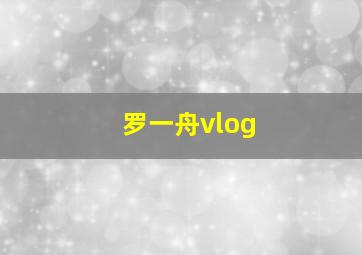 罗一舟vlog