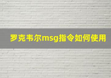 罗克韦尔msg指令如何使用