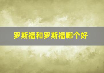 罗斯福和罗斯福哪个好