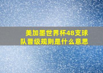 美加墨世界杯48支球队晋级规则是什么意思