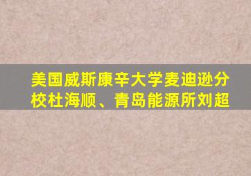 美国威斯康辛大学麦迪逊分校杜海顺、青岛能源所刘超