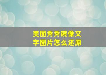 美图秀秀镜像文字图片怎么还原