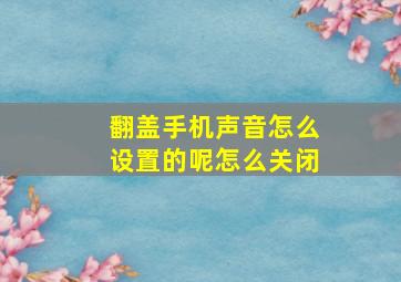 翻盖手机声音怎么设置的呢怎么关闭