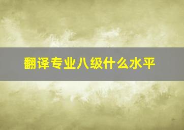 翻译专业八级什么水平