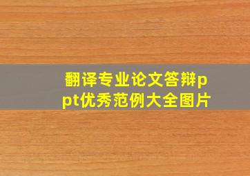 翻译专业论文答辩ppt优秀范例大全图片