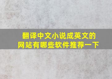 翻译中文小说成英文的网站有哪些软件推荐一下