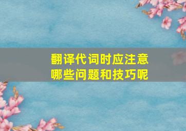 翻译代词时应注意哪些问题和技巧呢