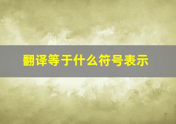 翻译等于什么符号表示