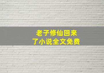 老子修仙回来了小说全文免费