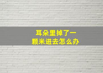 耳朵里掉了一颗米进去怎么办