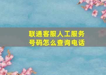 联通客服人工服务号码怎么查询电话