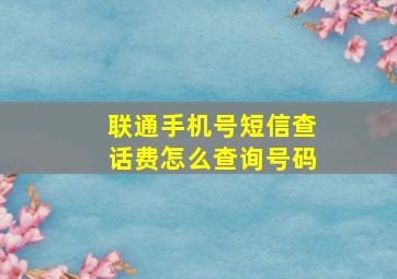 联通手机号短信查话费怎么查询号码