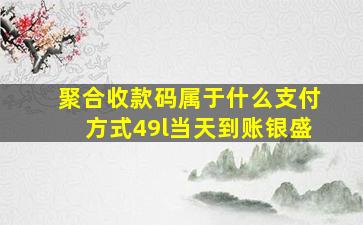 聚合收款码属于什么支付方式49l当天到账银盛