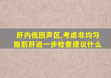 肝内低回声区,考虑非均匀脂肪肝进一步检查建议什么