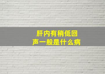 肝内有稍低回声一般是什么病