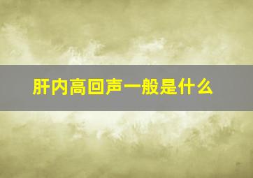 肝内高回声一般是什么