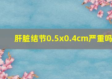 肝脏结节0.5x0.4cm严重吗