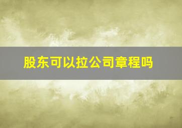 股东可以拉公司章程吗