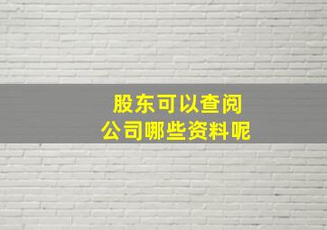 股东可以查阅公司哪些资料呢