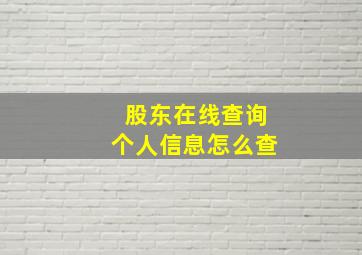 股东在线查询个人信息怎么查