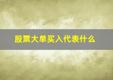 股票大单买入代表什么