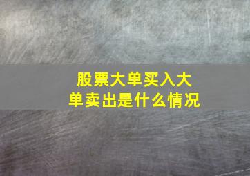 股票大单买入大单卖出是什么情况