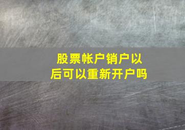 股票帐户销户以后可以重新开户吗