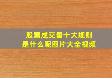 股票成交量十大规则是什么呢图片大全视频