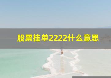 股票挂单2222什么意思