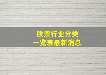 股票行业分类一览表最新消息