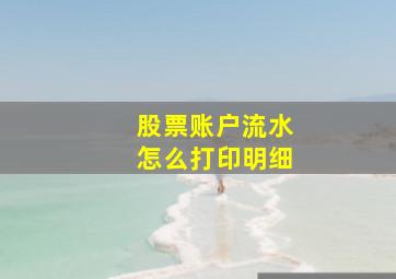 股票账户流水怎么打印明细