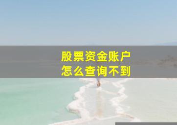 股票资金账户怎么查询不到