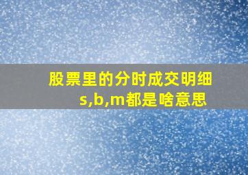 股票里的分时成交明细s,b,m都是啥意思