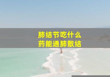 肺结节吃什么药能通肺散结