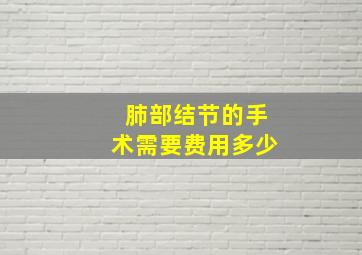 肺部结节的手术需要费用多少