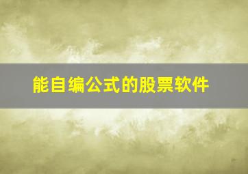 能自编公式的股票软件