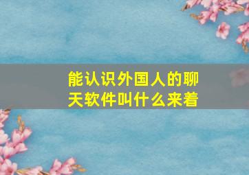 能认识外国人的聊天软件叫什么来着