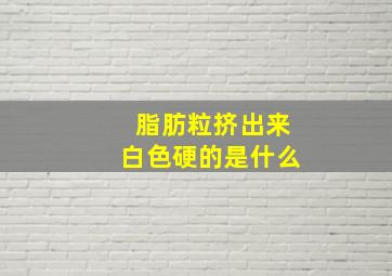 脂肪粒挤出来白色硬的是什么